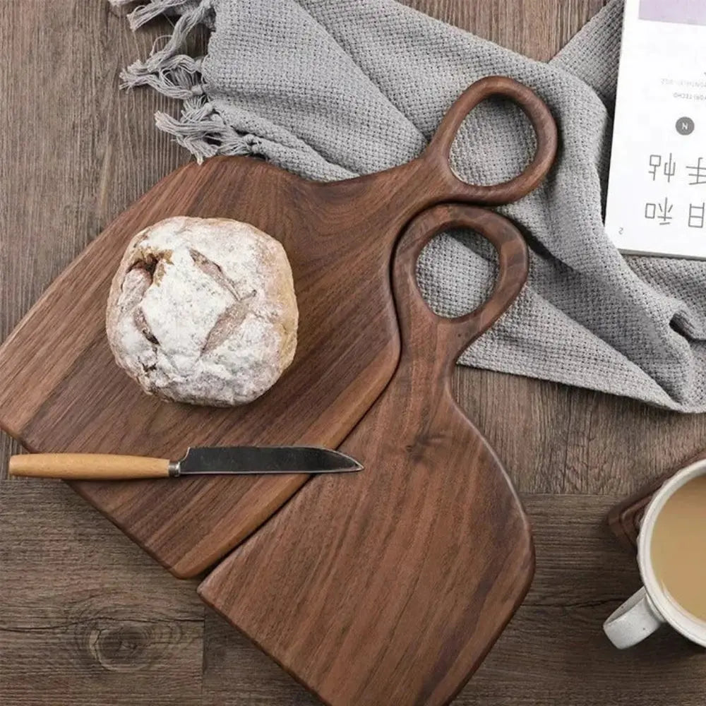 Massief Houten Snijplank Set van 2 met Ophangoog – Walnoot 34 cm Keukenhulp Serveerplanken