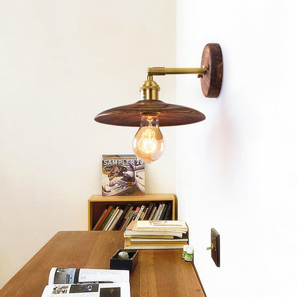 Wandlamp Walnotenhout Messing E27 20cm Rond Woonkamer Slaapkamer Gang Japandi