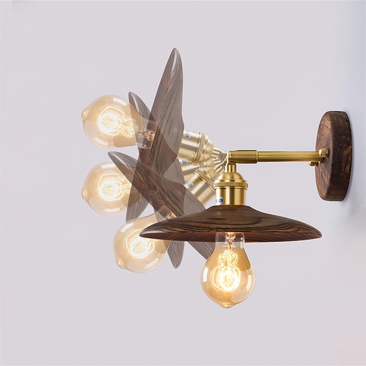 Wandlamp Walnotenhout Messing E27 20cm Rond Woonkamer Slaapkamer Gang Japandi