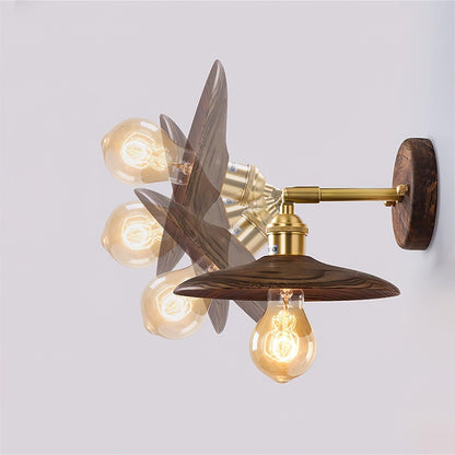 Wandlamp Walnotenhout Messing E27 20cm Rond Woonkamer Slaapkamer Gang Japandi