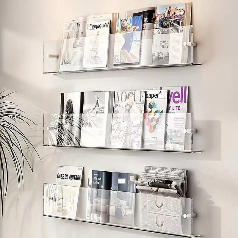 Wandplank Tijdschriftenhouder Transparant 40x3,5x15cm Modern Design