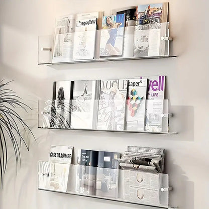 Wandplank Tijdschriftenhouder Transparant 40x3,5x15cm Modern Design