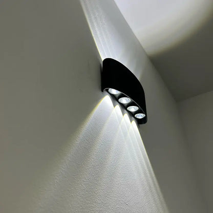 Wandlamp Modern Aluminium Zwart & Wit IP44 Warm Wit Innen & Buiten