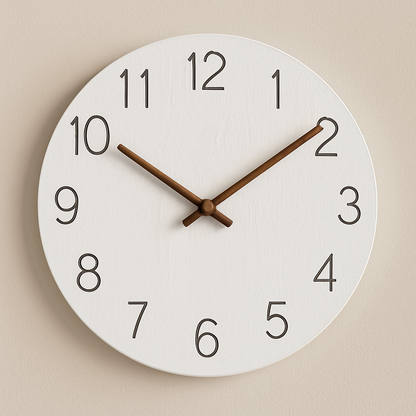 Houten Wandklok Ø29cm Modern Minimalistisch Stil Geruisloos Kwartsmechanisme Woonkamer Slaapkamer Kantoor