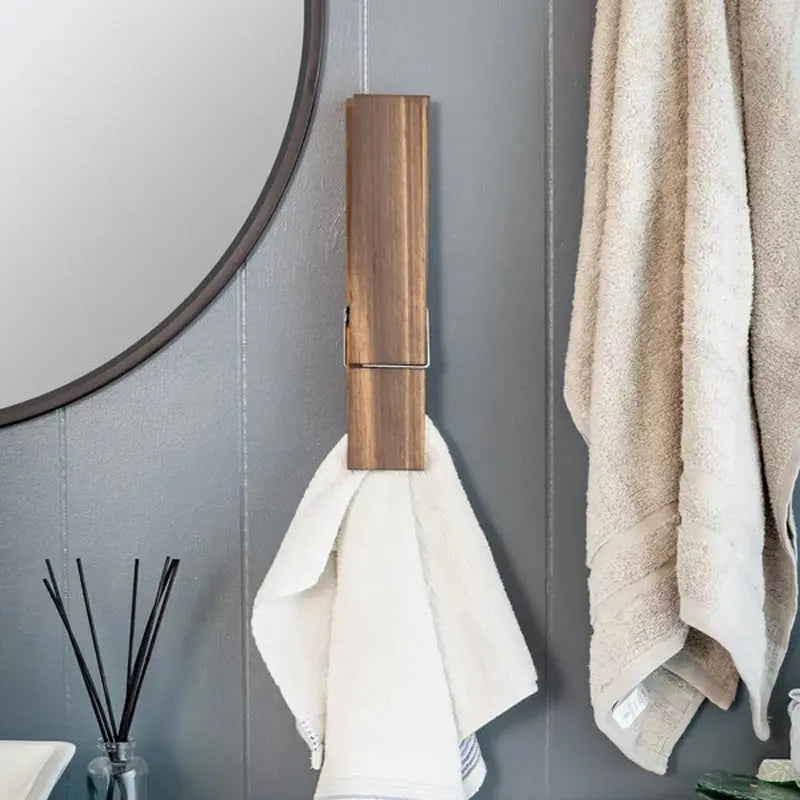 Wandhaak Knijper Hout Handdoekhouder Deur Natuurlijk Design Badkamer Kinderkamer