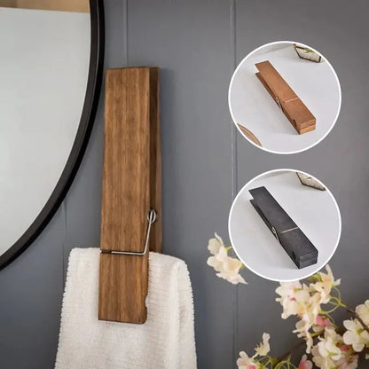 Wandhaak Knijper Hout Handdoekhouder Deur Natuurlijk Design Badkamer Kinderkamer