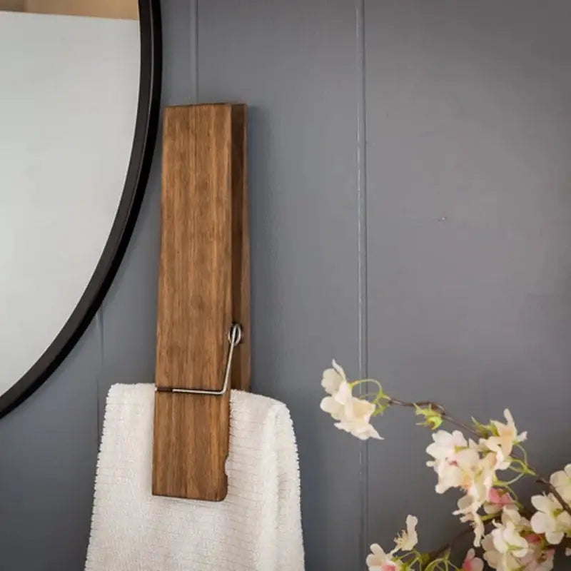 Wandhaak Knijper Hout Handdoekhouder Deur Natuurlijk Design Badkamer Kinderkamer