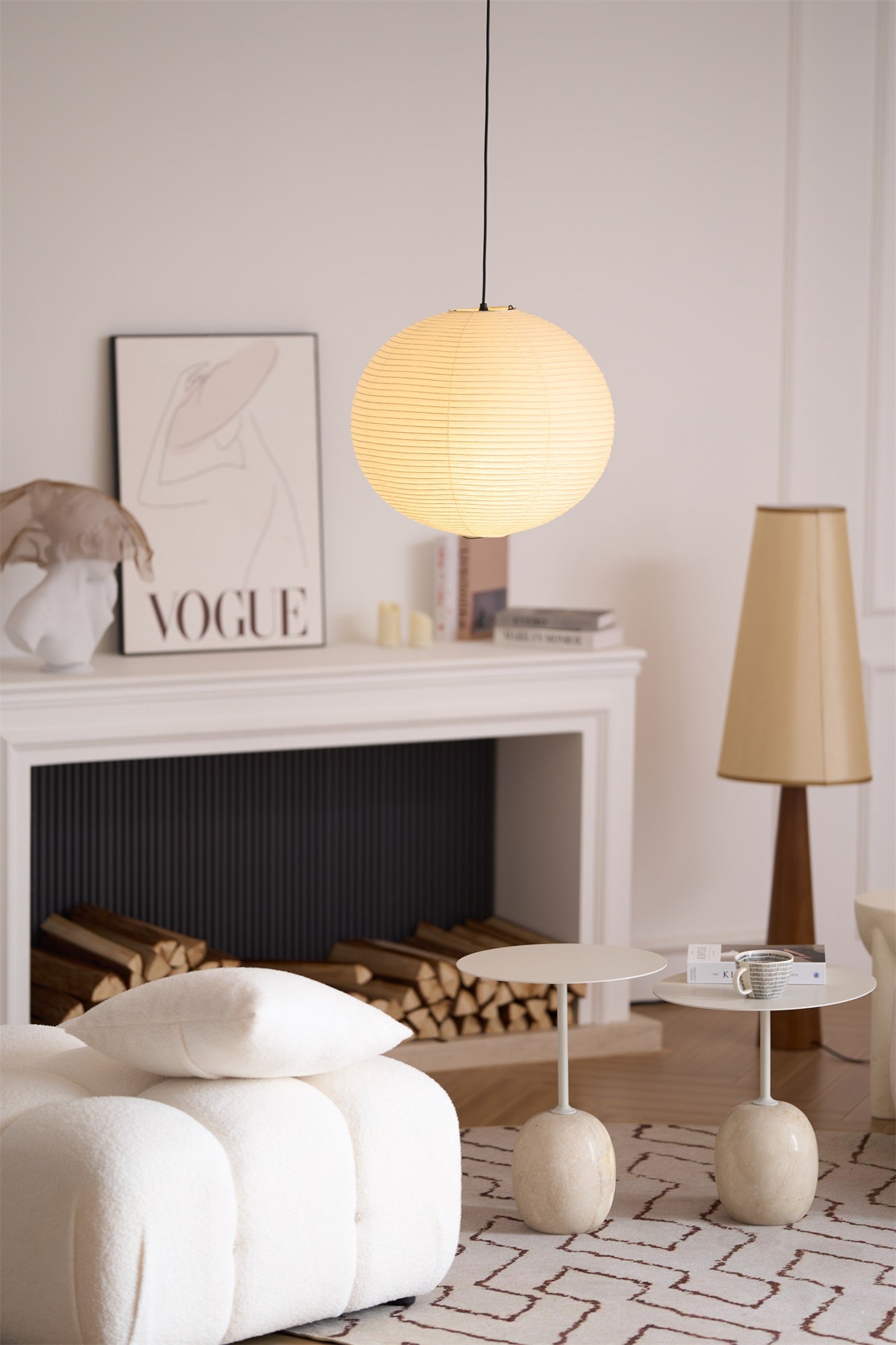 Japanse Mulberry Paper Hanglamp — Handgemaakte Washi Lampenkap Bol Sfeerverlichting