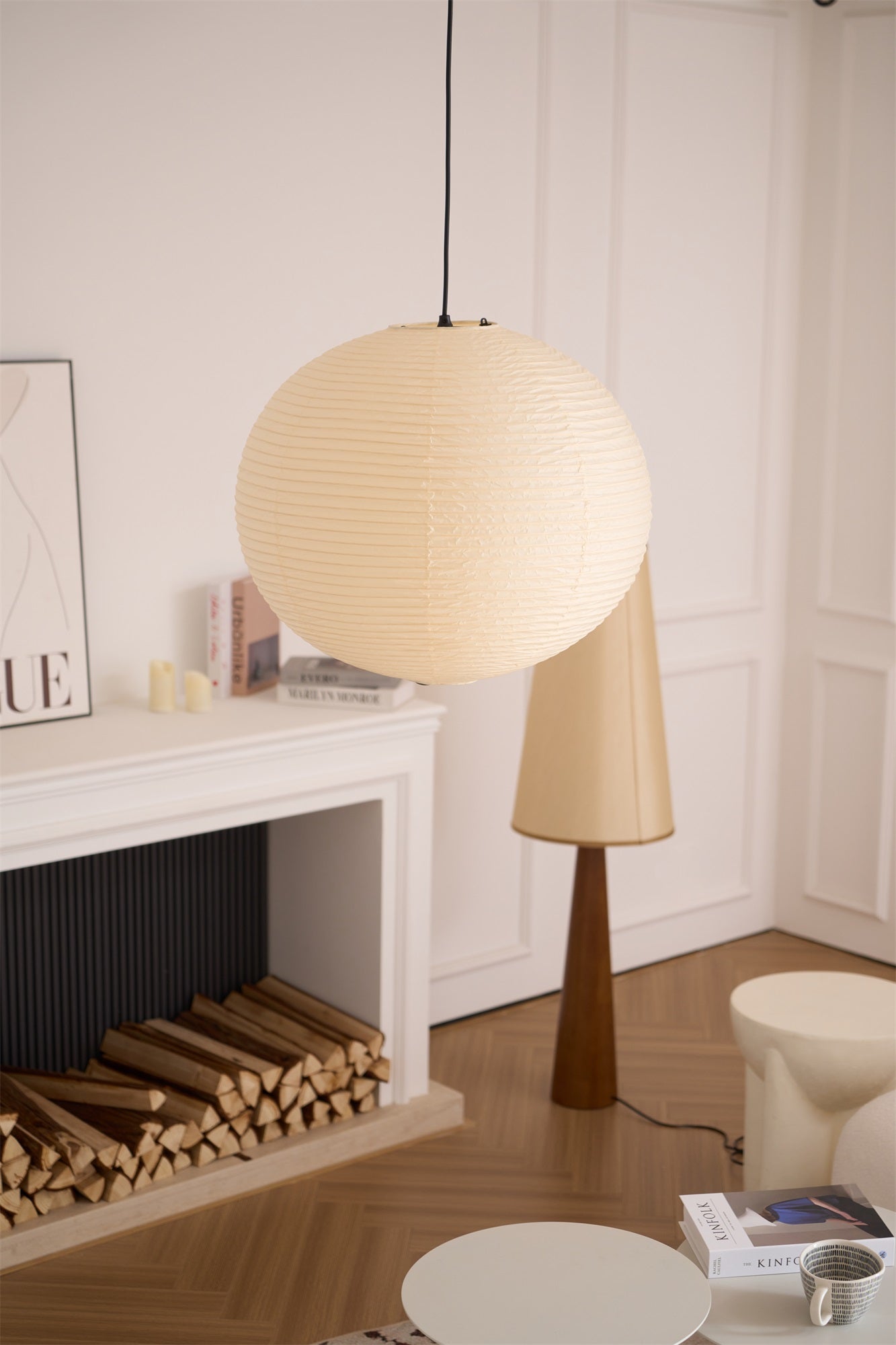 Japanse Mulberry Paper Hanglamp — Handgemaakte Washi Lampenkap Bol Sfeerverlichting