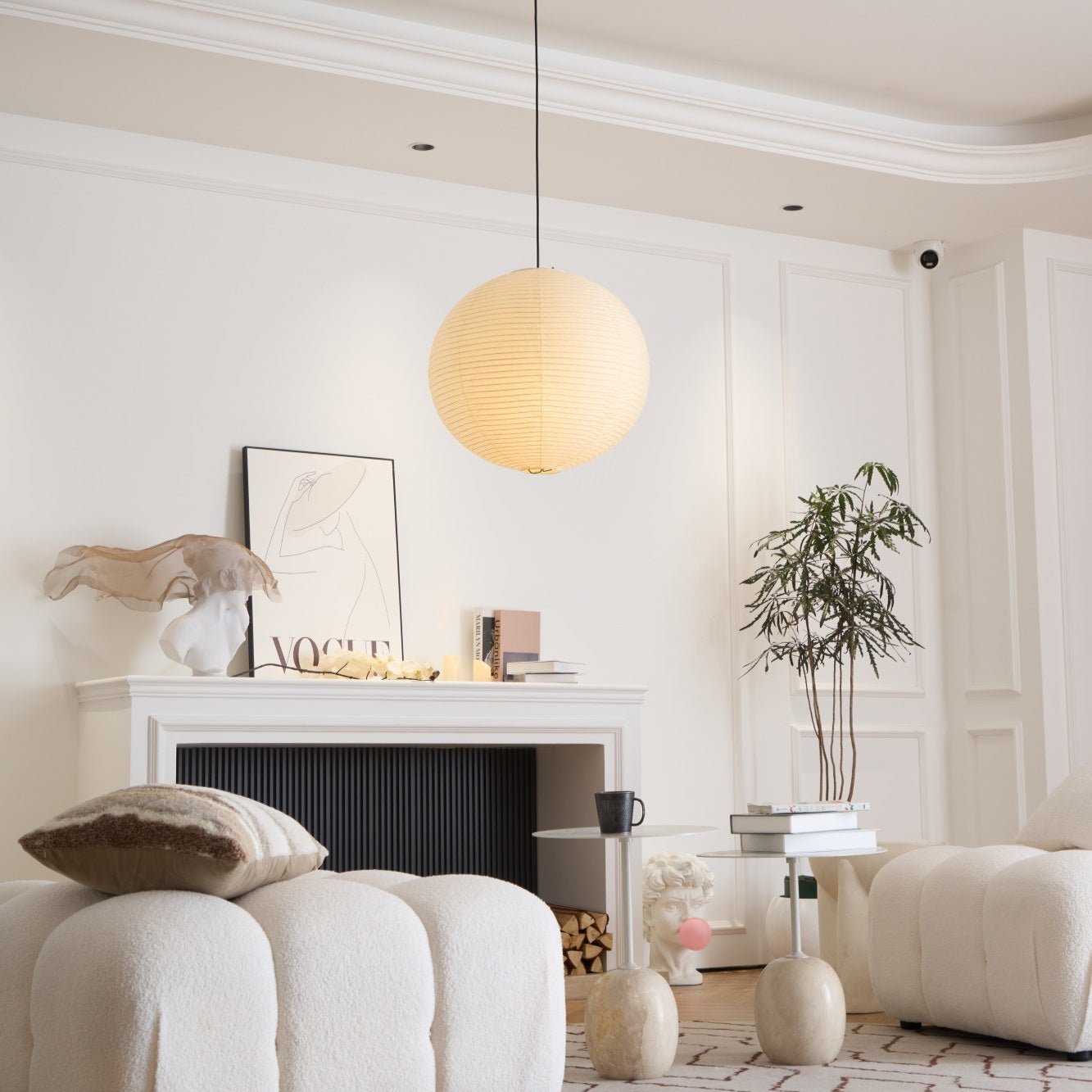 Japanse Mulberry Paper Hanglamp — Handgemaakte Washi Lampenkap Bol Sfeerverlichting