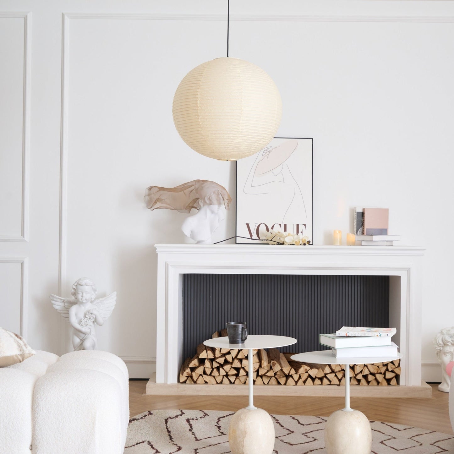 Japanse Mulberry Paper Hanglamp — Handgemaakte Washi Lampenkap Bol Sfeerverlichting