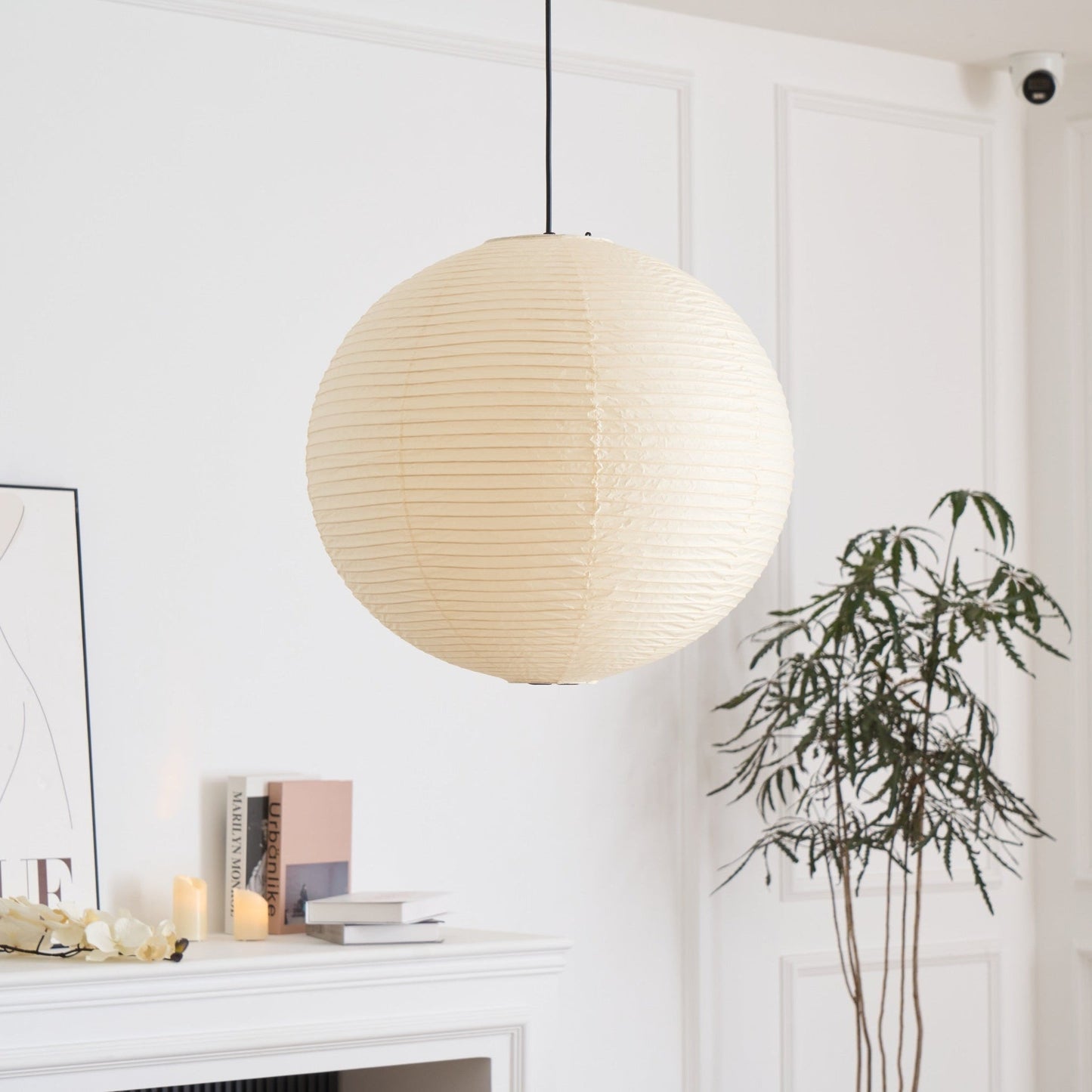 Japanse Mulberry Paper Hanglamp — Handgemaakte Washi Lampenkap Bol Sfeerverlichting