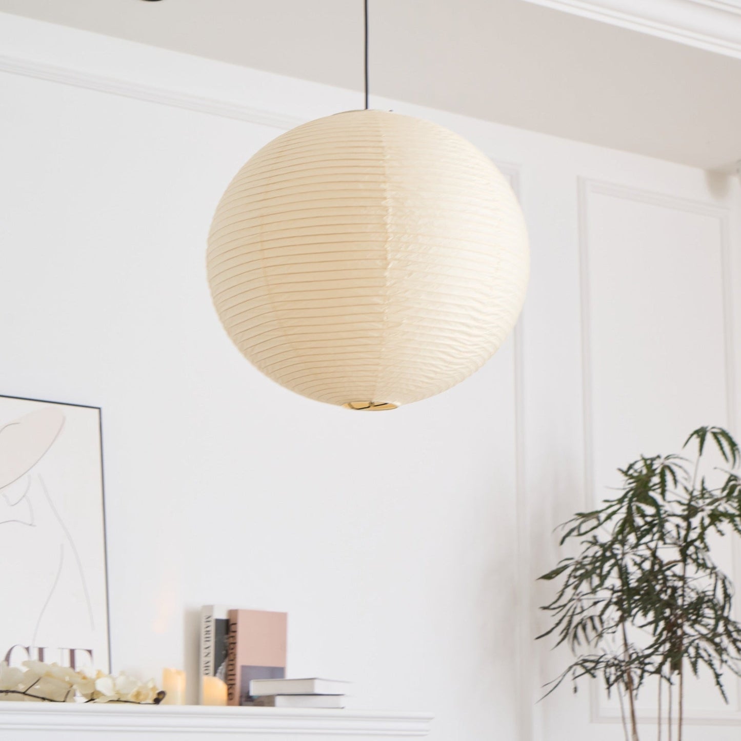 Japanse Mulberry Paper Hanglamp — Handgemaakte Washi Lampenkap Bol Sfeerverlichting
