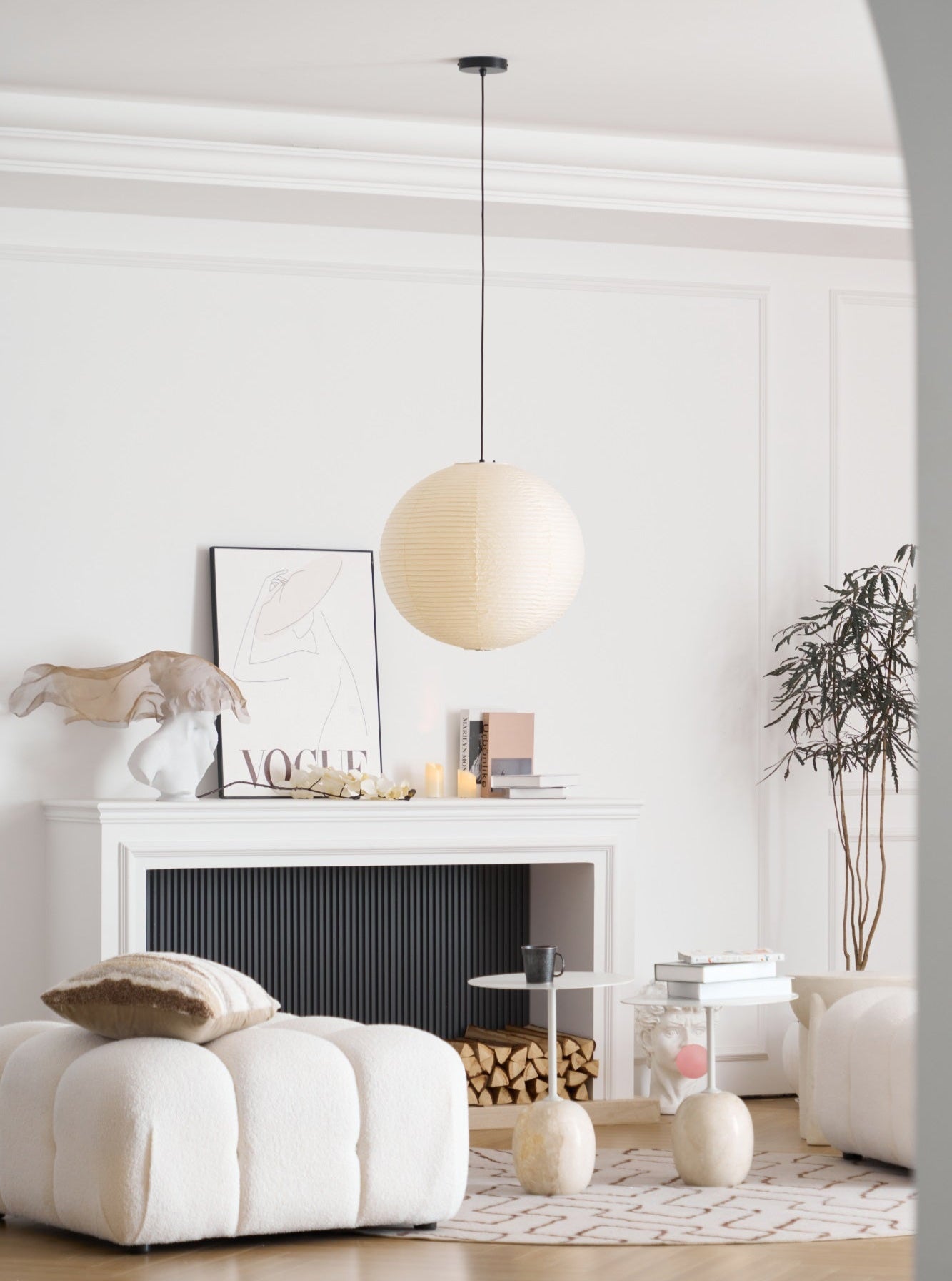 Japanse Mulberry Paper Hanglamp — Handgemaakte Washi Lampenkap Bol Sfeerverlichting