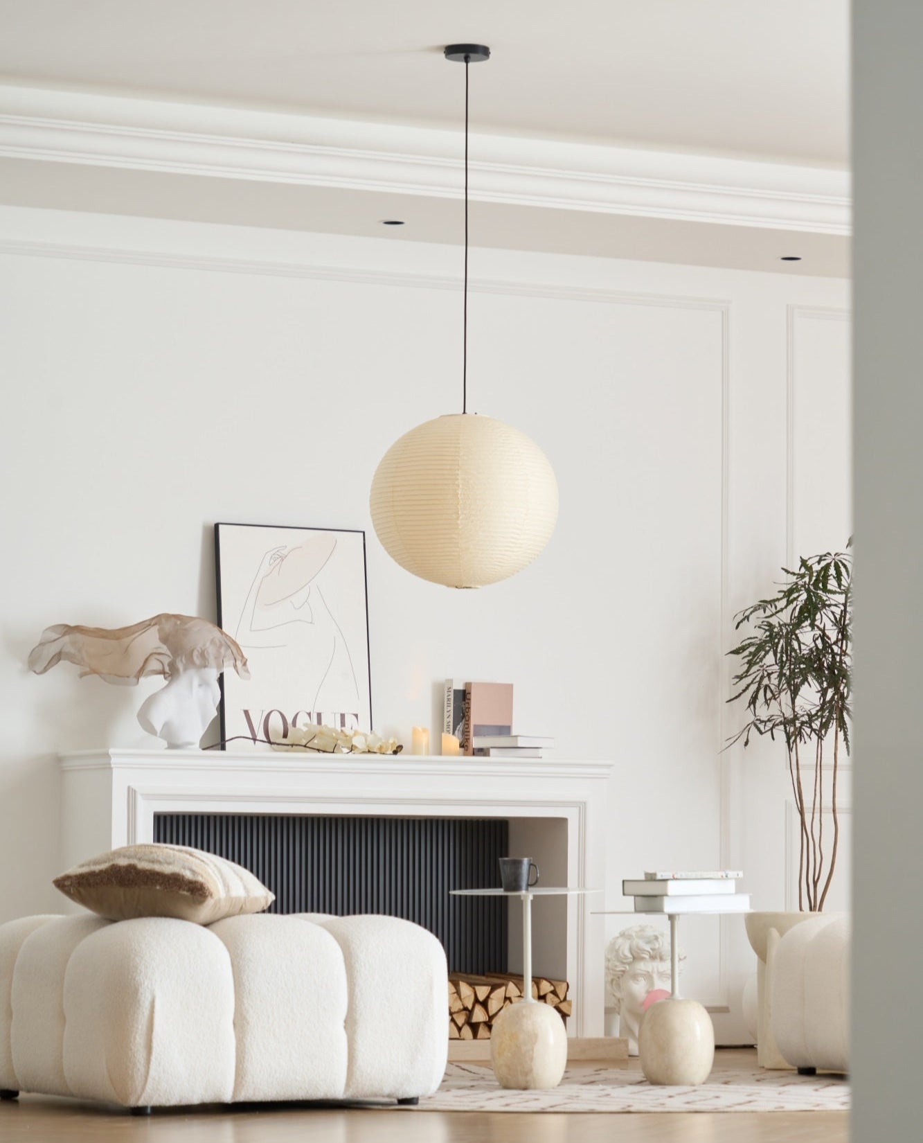 Japanse Mulberry Paper Hanglamp — Handgemaakte Washi Lampenkap Bol Sfeerverlichting