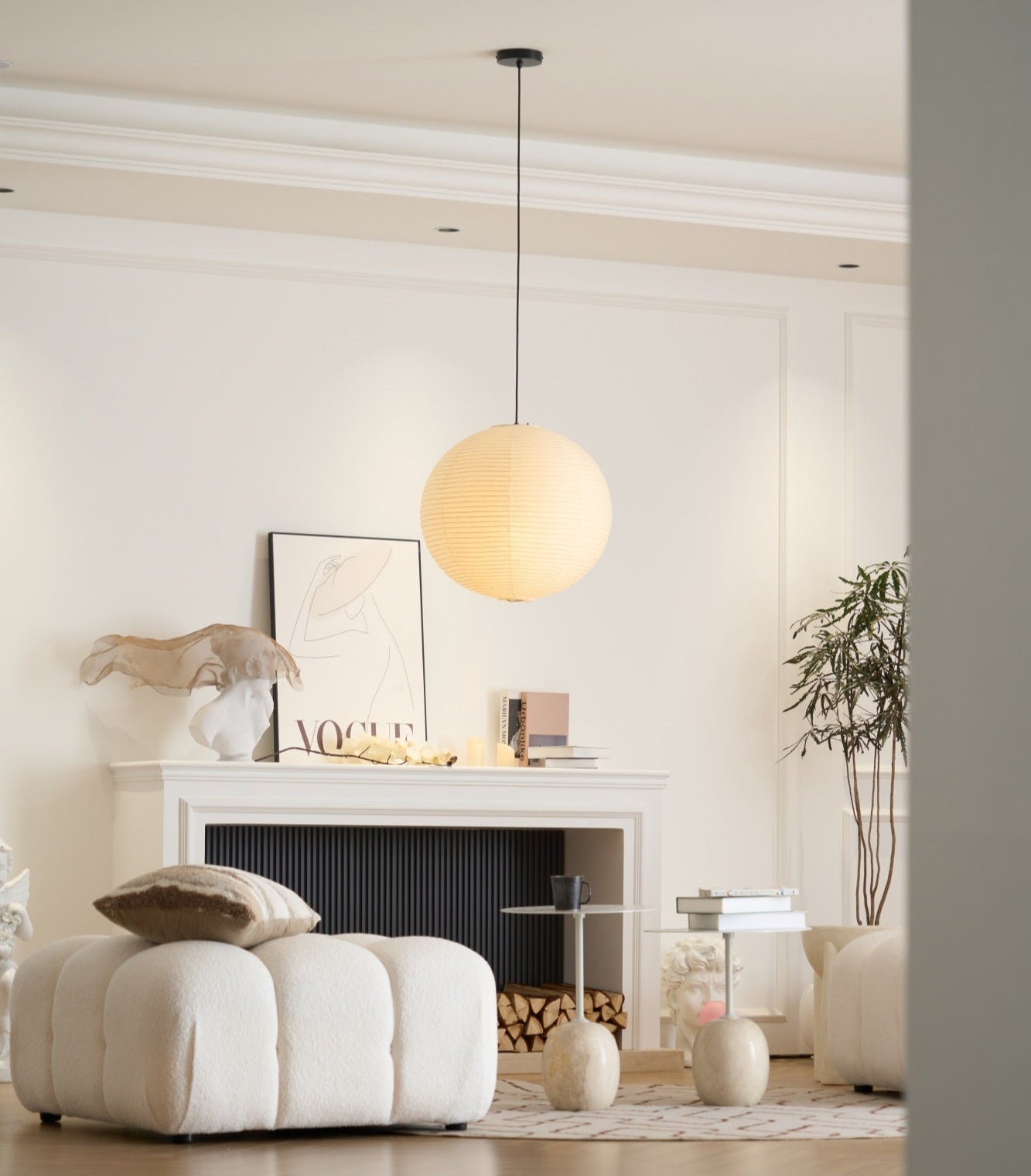 Japanse Mulberry Paper Hanglamp — Handgemaakte Washi Lampenkap Bol Sfeerverlichting