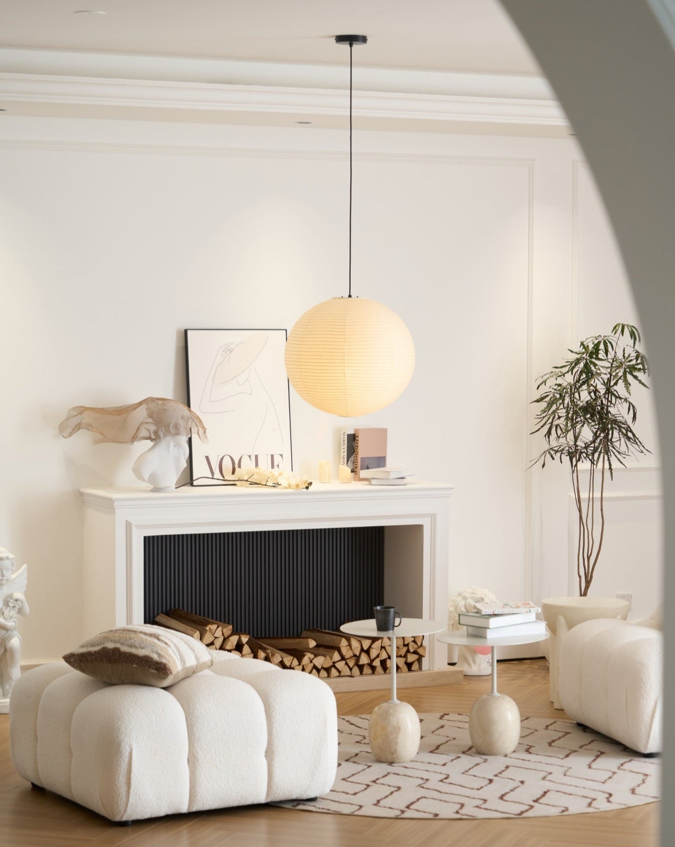 Japanse Mulberry Paper Hanglamp — Handgemaakte Washi Lampenkap Bol Sfeerverlichting