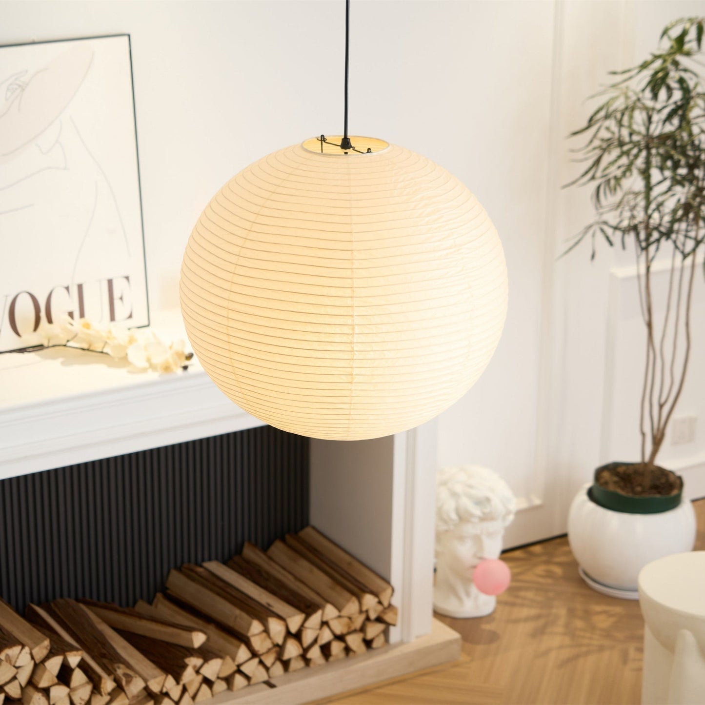 Japanse Mulberry Paper Hanglamp — Handgemaakte Washi Lampenkap Bol Sfeerverlichting