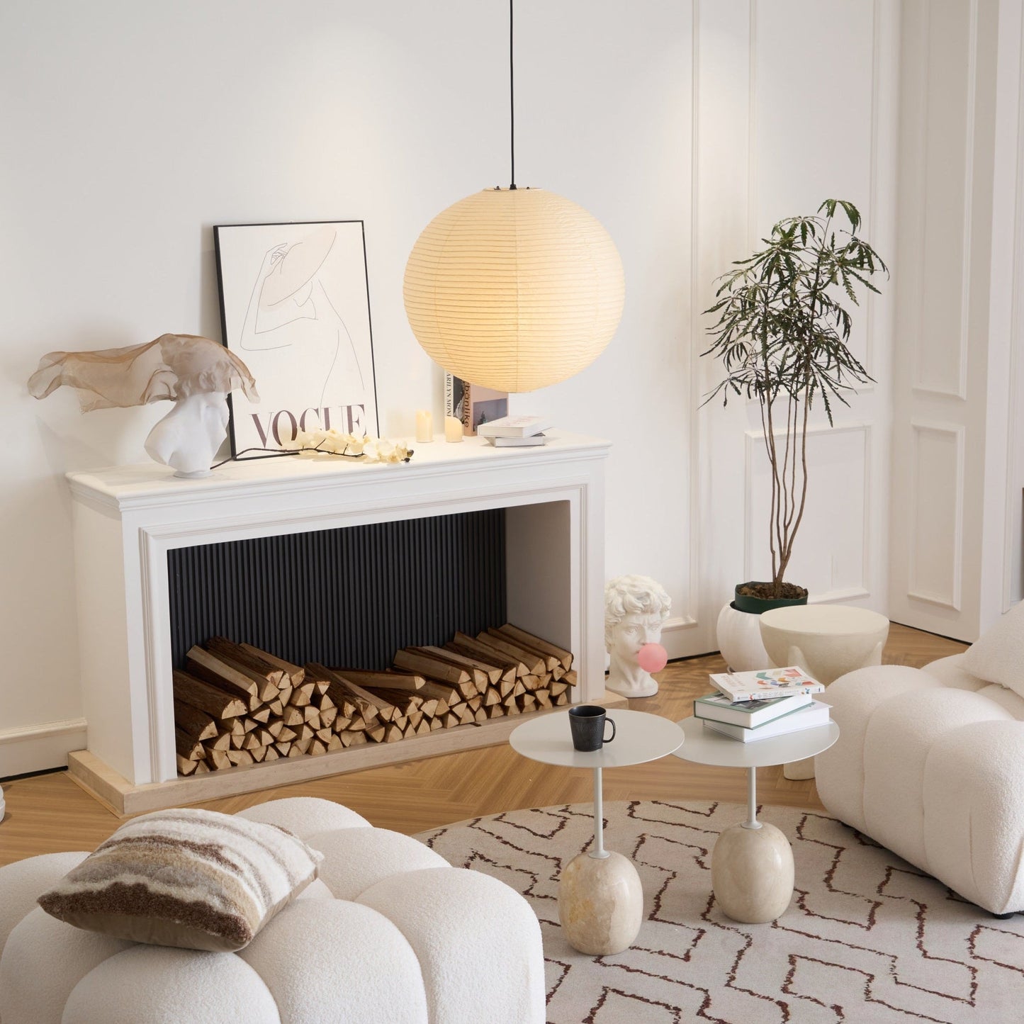 Japanse Mulberry Paper Hanglamp — Handgemaakte Washi Lampenkap Bol Sfeerverlichting