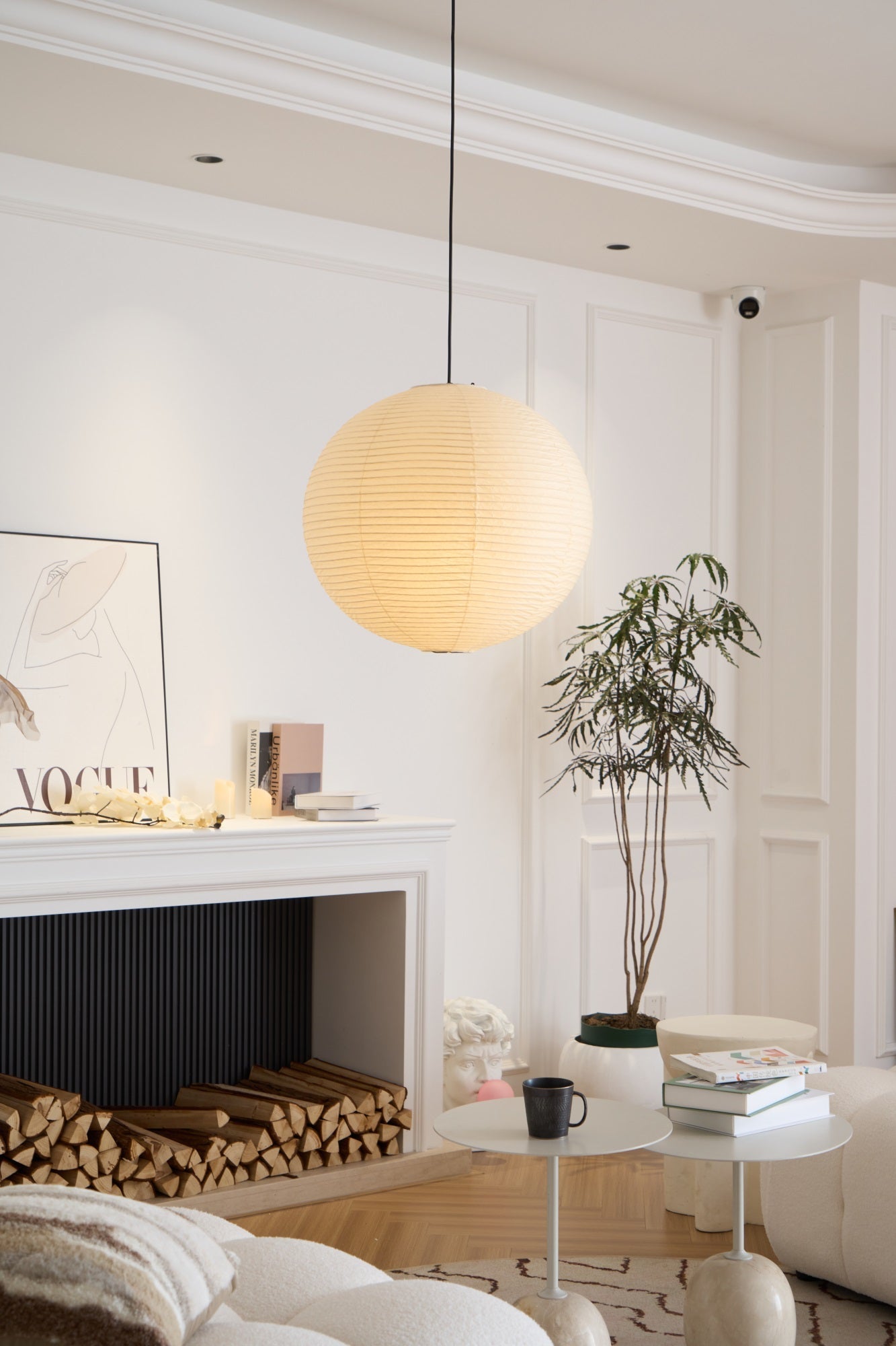Japanse Mulberry Paper Hanglamp — Handgemaakte Washi Lampenkap Bol Sfeerverlichting