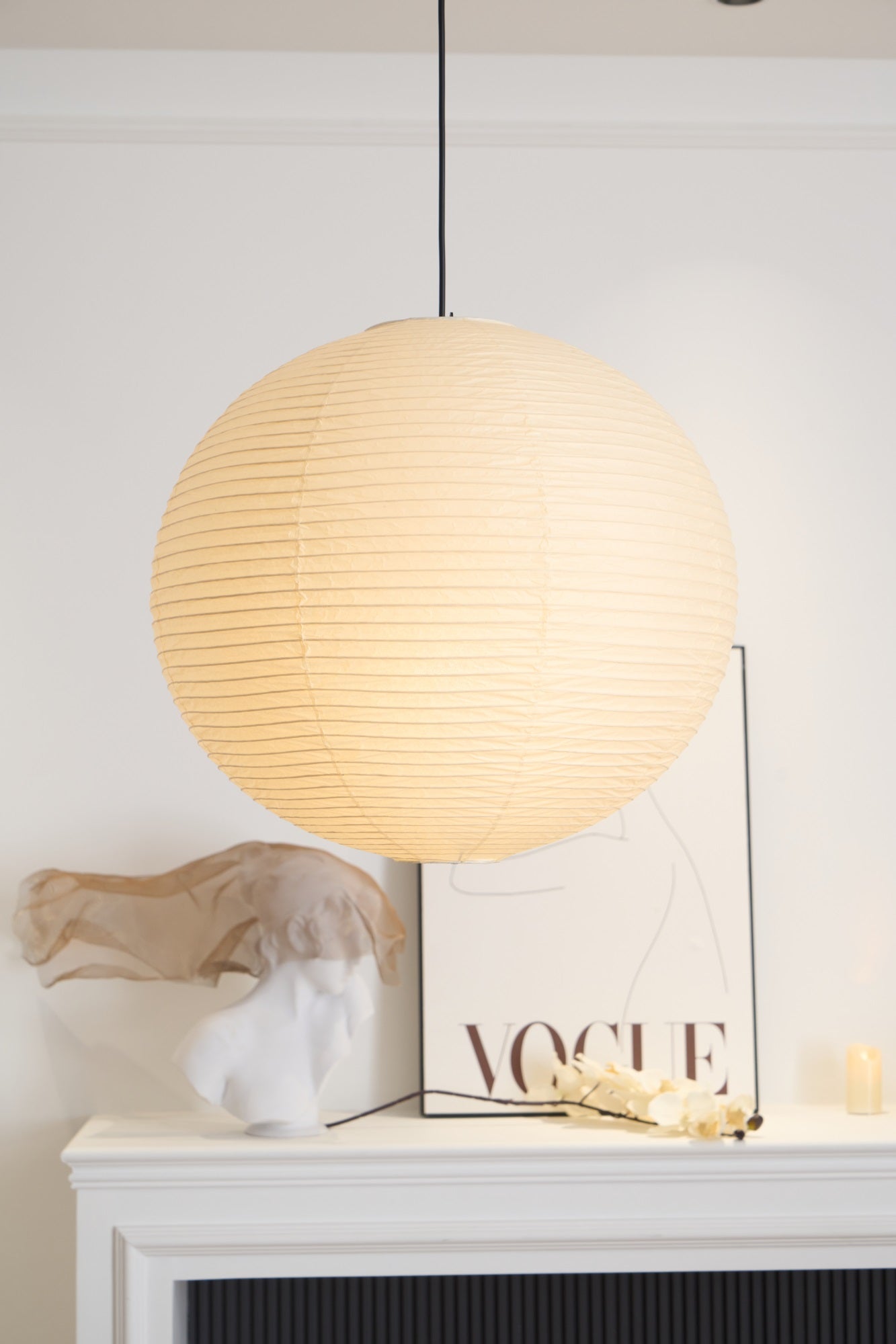 Japanse Mulberry Paper Hanglamp — Handgemaakte Washi Lampenkap Bol Sfeerverlichting