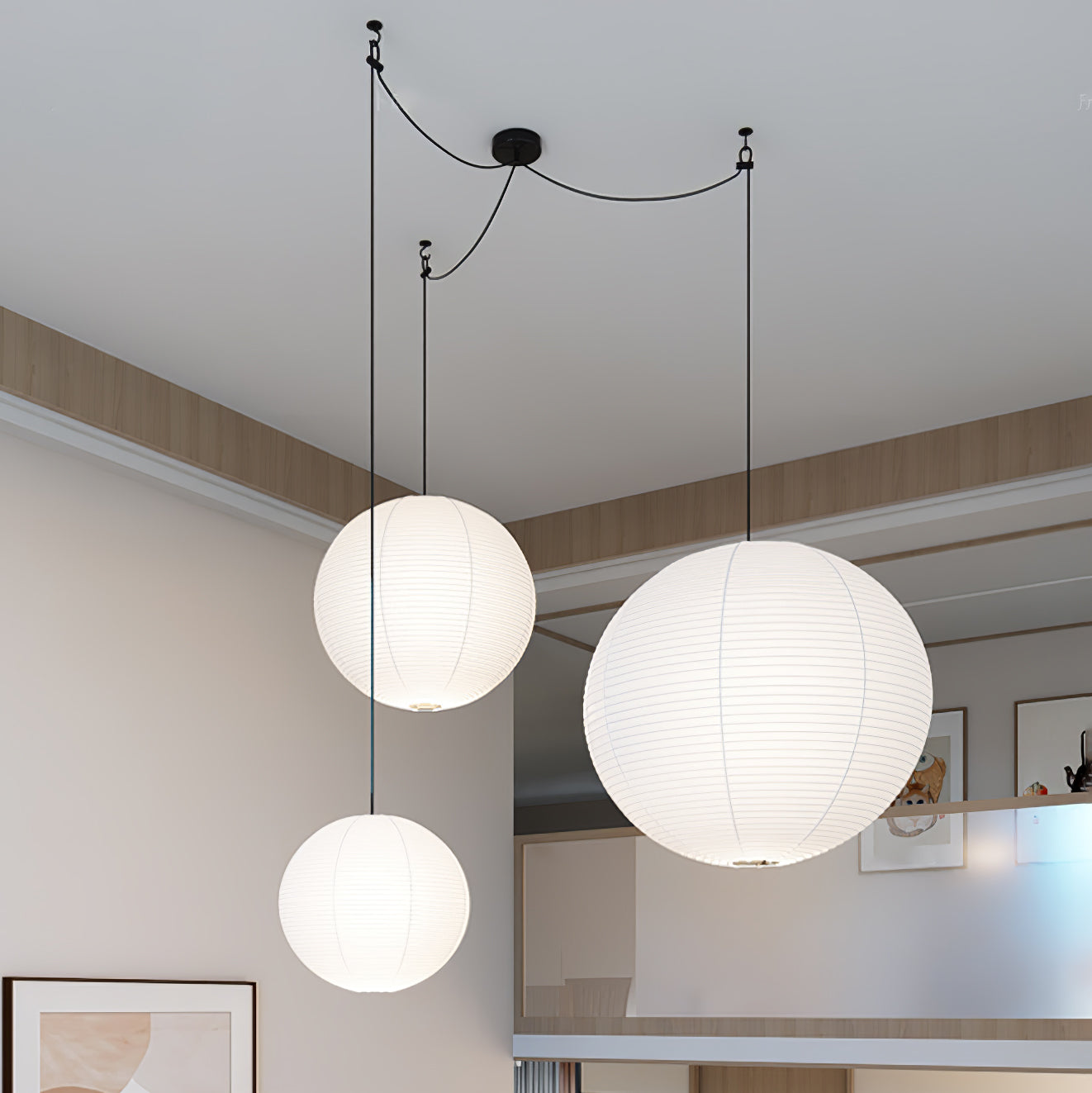 Japanse Mulberry Paper Hanglamp — Handgemaakte Washi Lampenkap Bol Sfeerverlichting