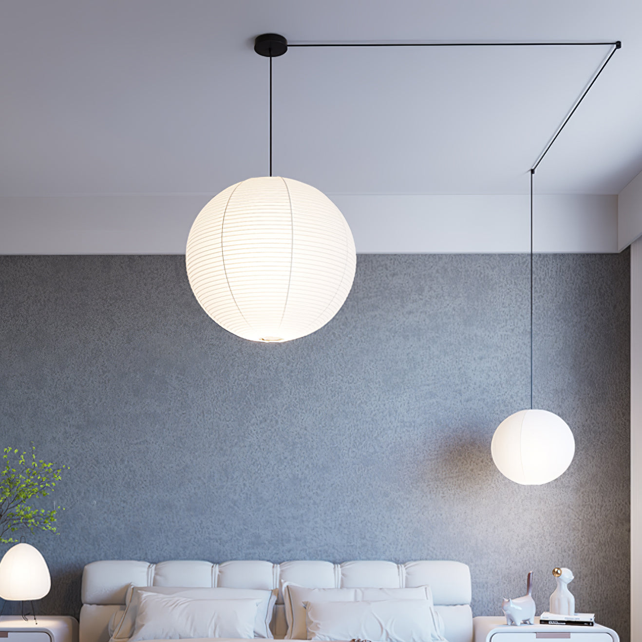 Japanse Mulberry Paper Hanglamp — Handgemaakte Washi Lampenkap Bol Sfeerverlichting