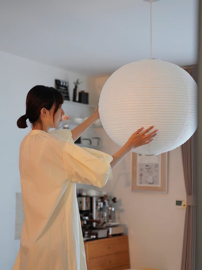 Japanse Mulberry Paper Hanglamp — Handgemaakte Washi Lampenkap Bol Sfeerverlichting