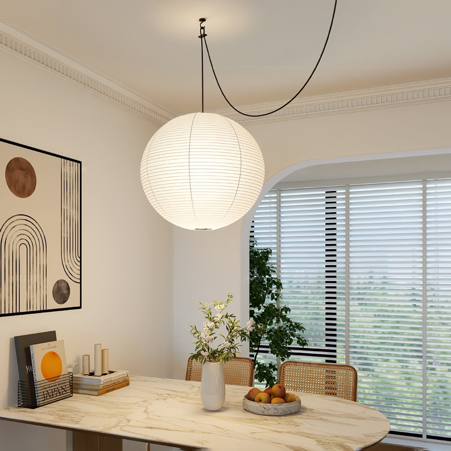Japanse Mulberry Paper Hanglamp — Handgemaakte Washi Lampenkap Bol Sfeerverlichting