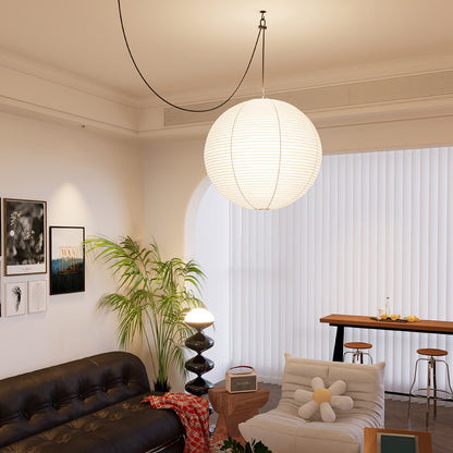 Japans Papieren Bolhanglamp – Handgemaakt Kozo Papier Hanglamp met Stekker – Zwevende Sfeerverlichting voor Woonkamer, Slaapkamer en Eetkamer – 10 Maten Verkrijgbaar