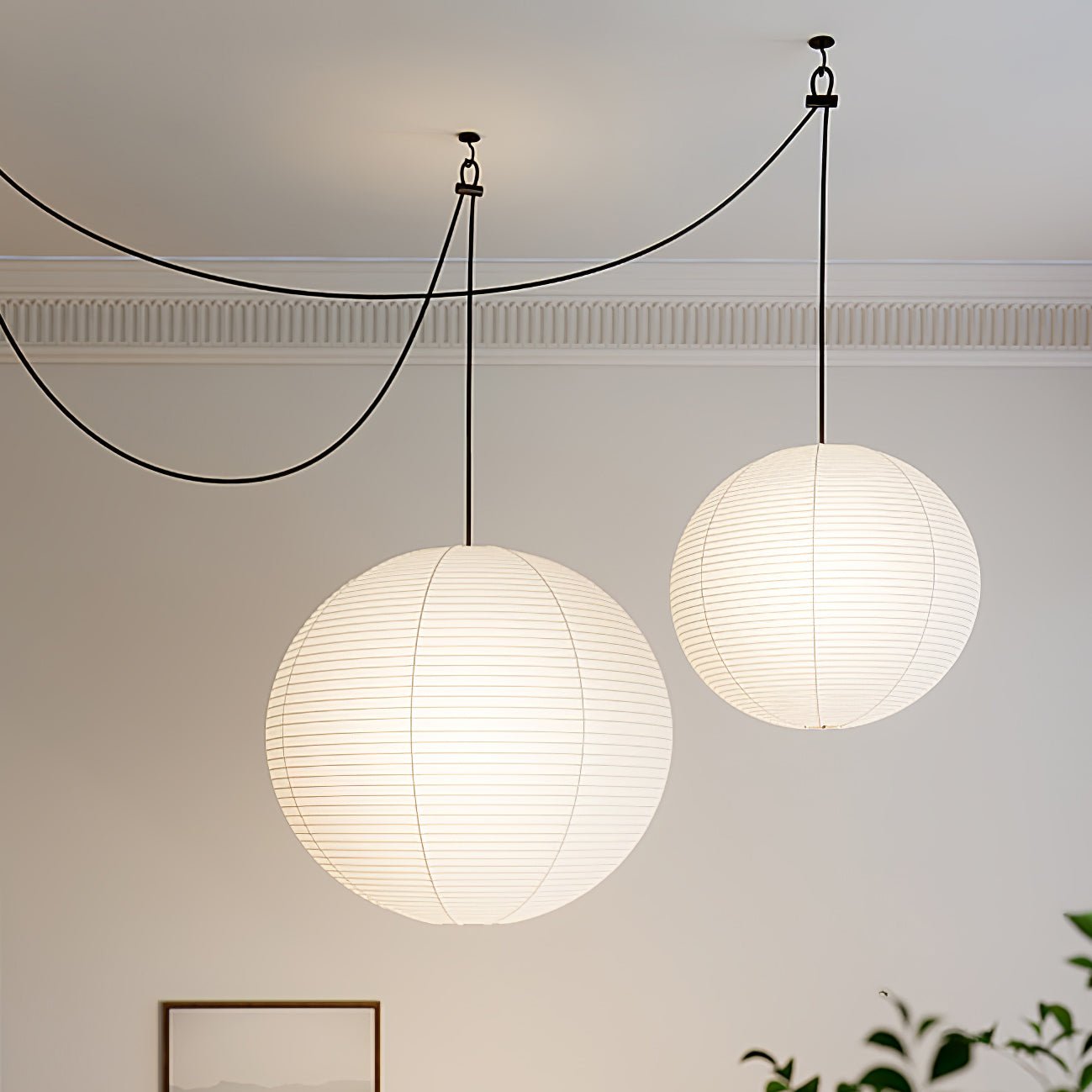 Japans Papieren Bolhanglamp – Handgemaakt Kozo Papier Hanglamp met Stekker – Zwevende Sfeerverlichting voor Woonkamer, Slaapkamer en Eetkamer – 10 Maten Verkrijgbaar