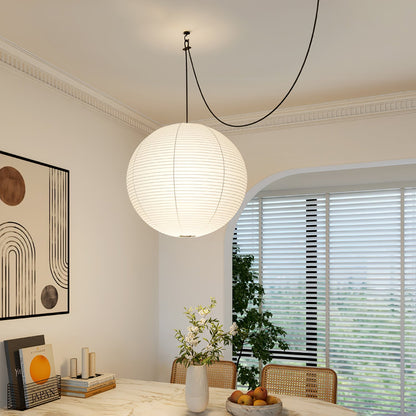 Japans Papieren Bolhanglamp – Handgemaakt Kozo Papier Hanglamp met Stekker – Zwevende Sfeerverlichting voor Woonkamer, Slaapkamer en Eetkamer – 10 Maten Verkrijgbaar