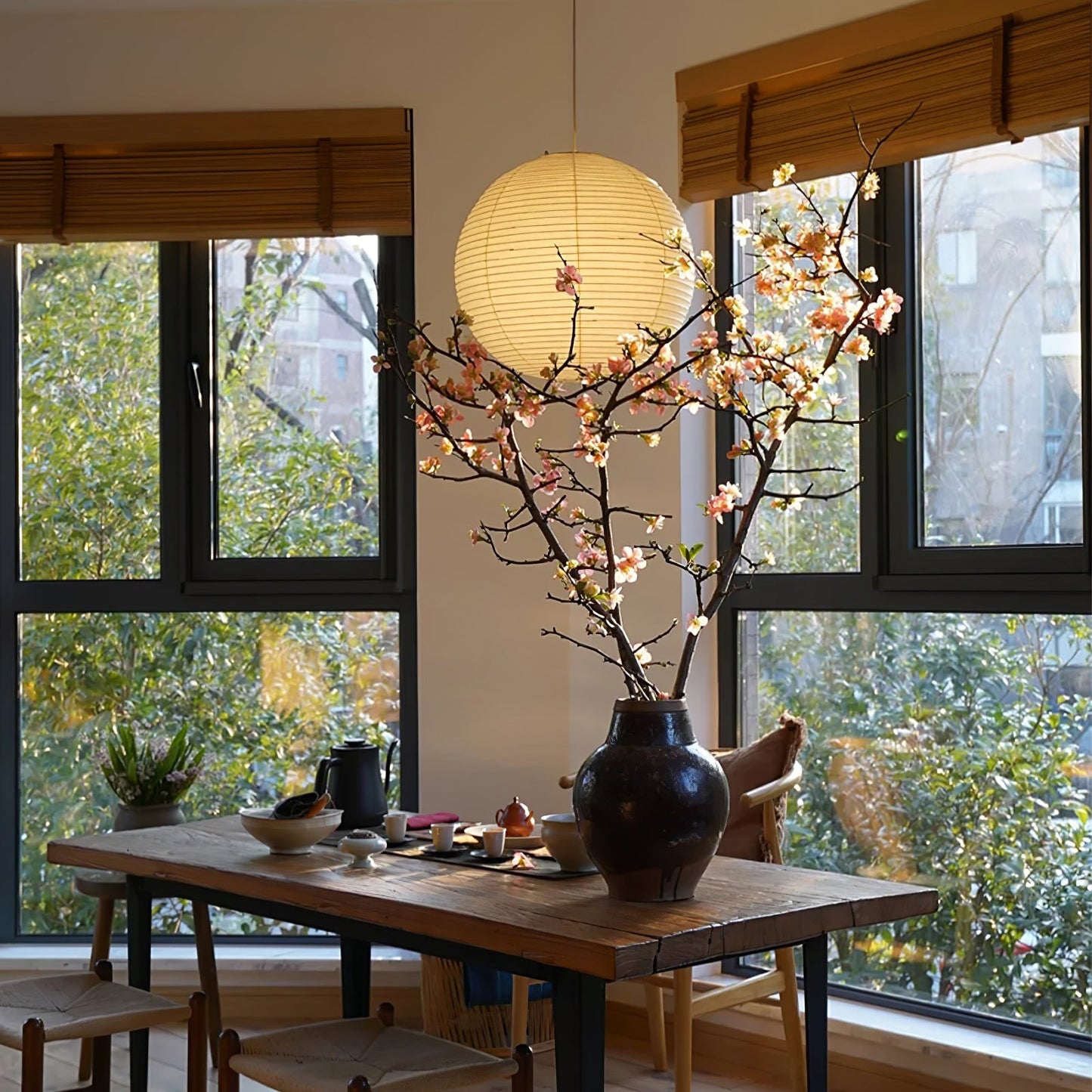 Japanse Mulberry Paper Hanglamp — Handgemaakte Washi Lampenkap Bol Sfeerverlichting