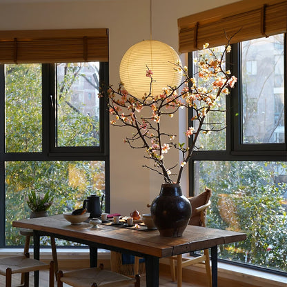 Japanse Mulberry Paper Hanglamp — Handgemaakte Washi Lampenkap Bol Sfeerverlichting