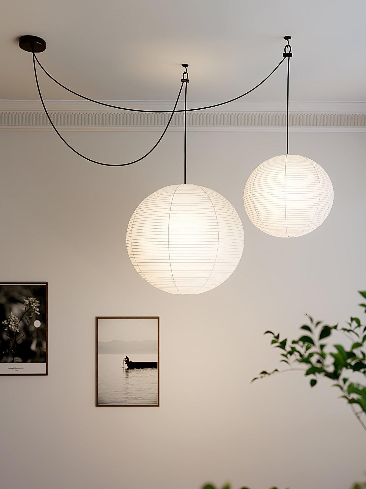 Japanse Mulberry Paper Hanglamp — Handgemaakte Washi Lampenkap Bol Sfeerverlichting