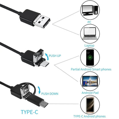 Flexibele Inspectiecamera met LED-verlichting 5,5mm Waterdicht 5m Kabel voor Leidingen en Machines