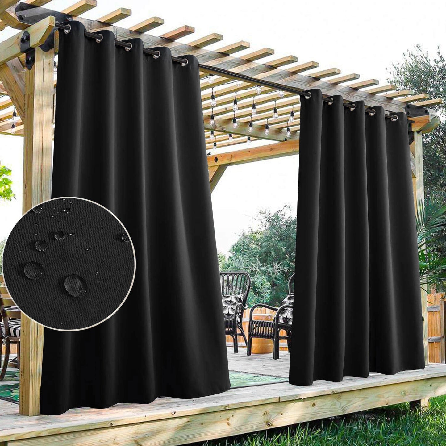 Waterdicht Outdoor Gordijn met Oogjes 1 Paneel – UV-Bescherming Terrasscherm Winddicht & Regenbestendig