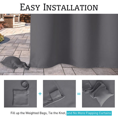 Waterdicht Outdoor Gordijn met Gewichtszakken – Blackout Privacy & UV-Bescherming voor Terras & Veranda