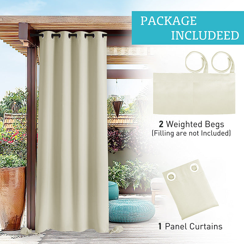 Waterdicht Outdoor Gordijn met Gewichtszakken – Blackout Privacy & UV-Bescherming voor Terras & Veranda