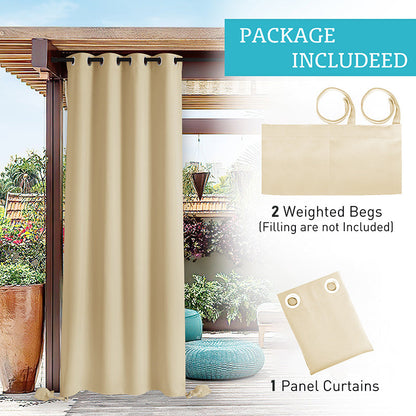 Waterdicht Outdoor Gordijn met Gewichtszakken – Blackout Privacy & UV-Bescherming voor Terras & Veranda