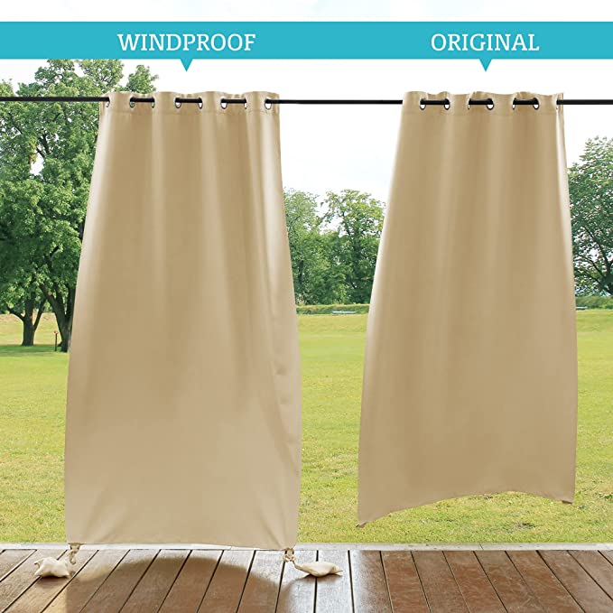 Waterdicht Outdoor Gordijn met Gewichtszakken – Blackout Privacy & UV-Bescherming voor Terras & Veranda
