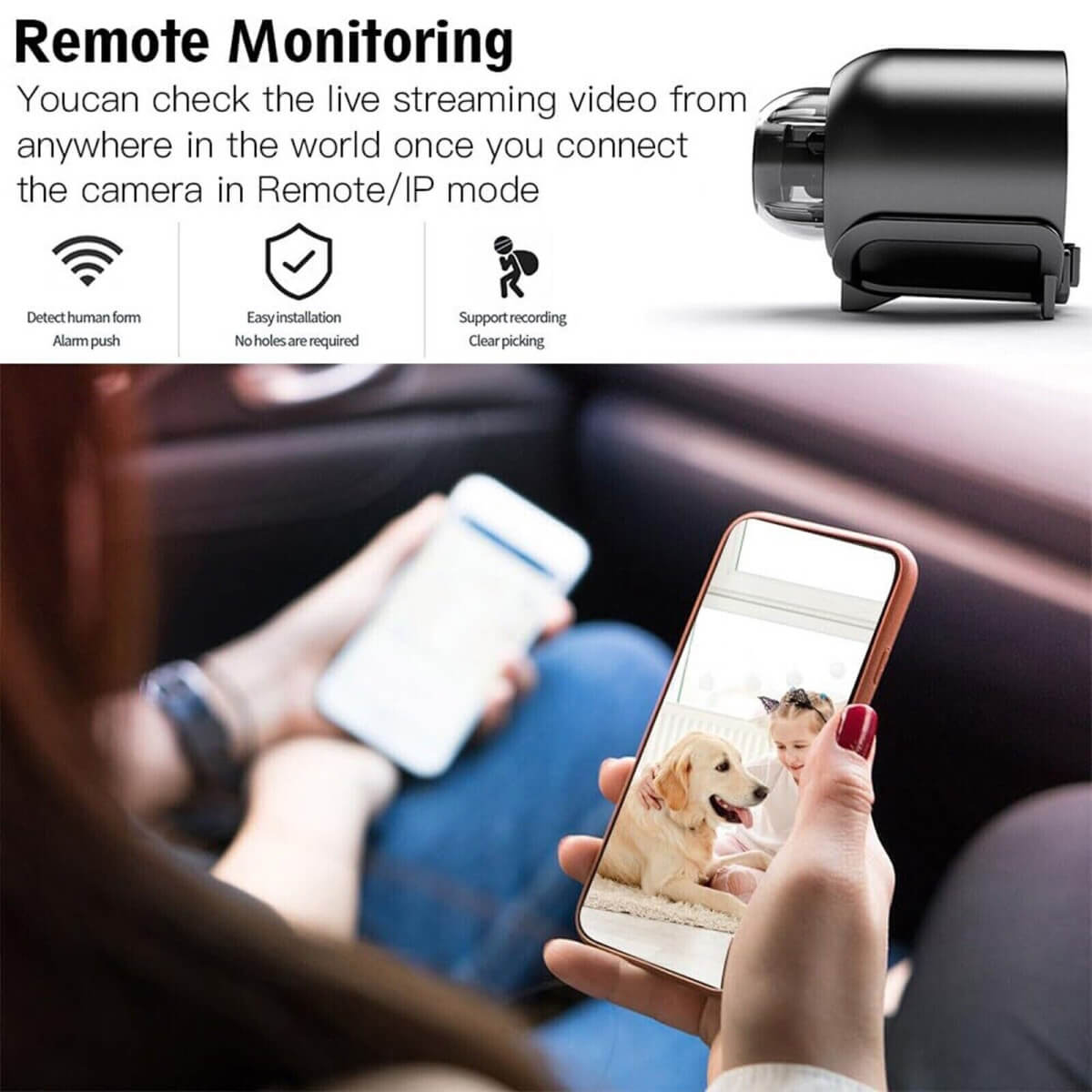 Waterdichte Mini Beveiligingscamera met Nachtzicht WiFi 1080P HD 160° Brede Hoek