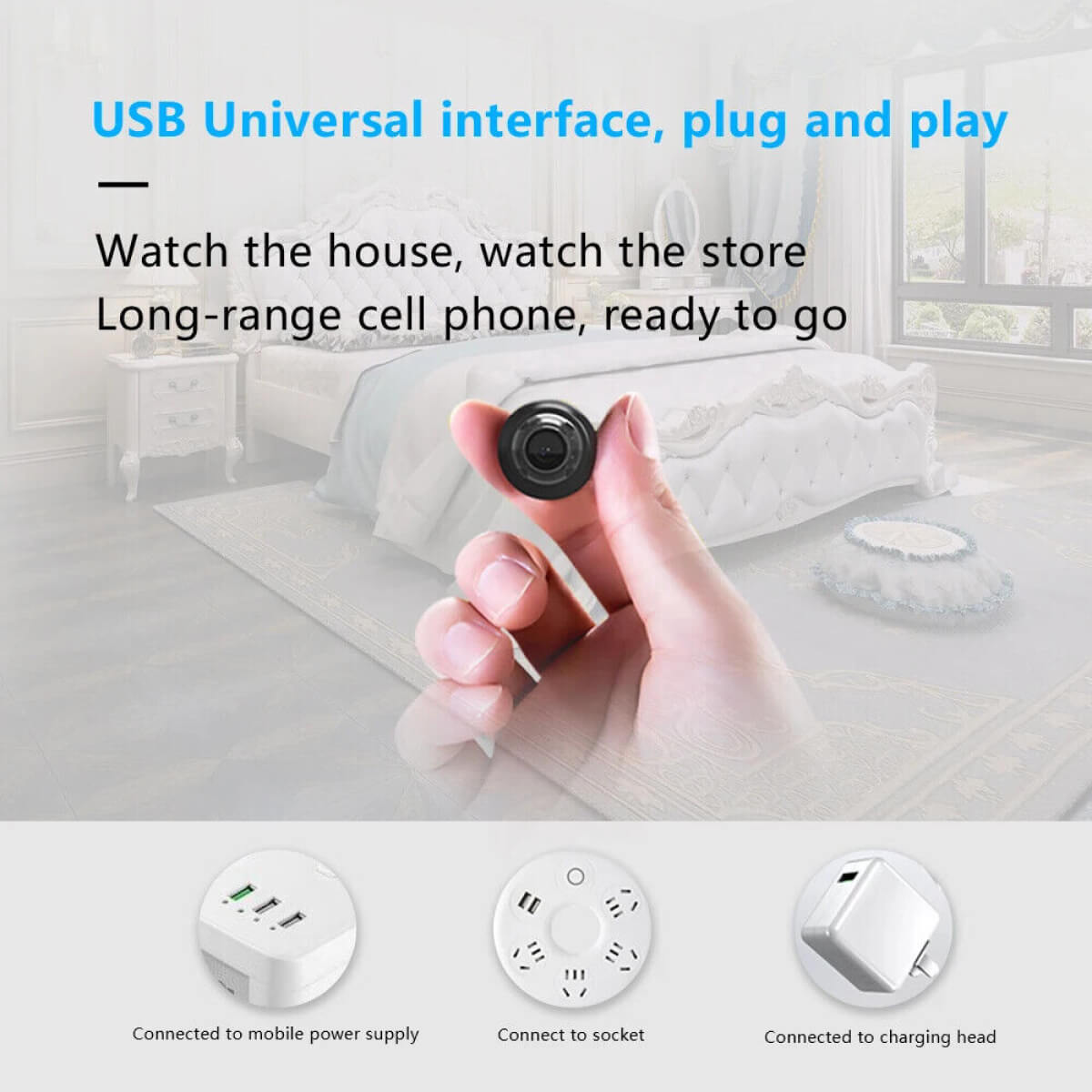 Waterdichte Mini Beveiligingscamera met Nachtzicht WiFi 1080P HD 160° Brede Hoek