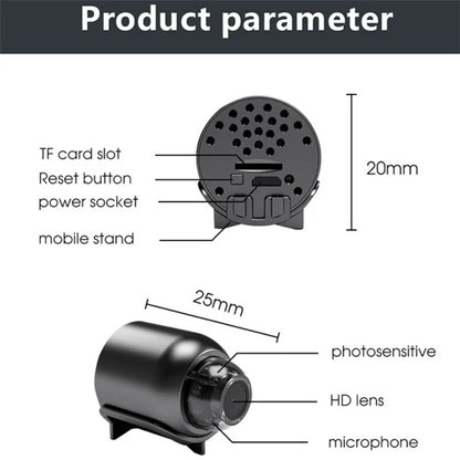 Waterdichte Mini Beveiligingscamera met Nachtzicht WiFi 1080P HD 160° Brede Hoek