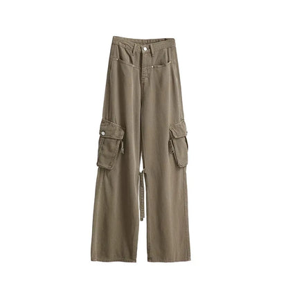 Vrouwelijke Cargo Broek Khaki Retro Stijl