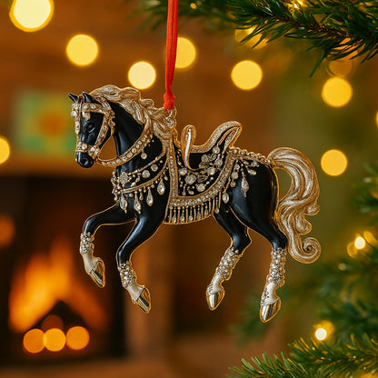 Decoratief Paardfiguurtje Acryl Transparant Goud Zwart Wit Bruin Kerstboomhanger Kerstversiering