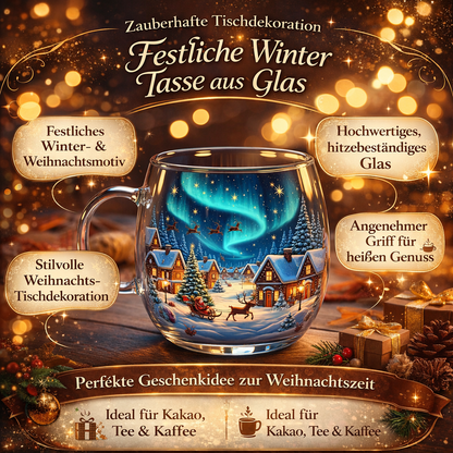 Feestelijk Glazen Kerstbeker met Wintermotief voor Warme Dranken