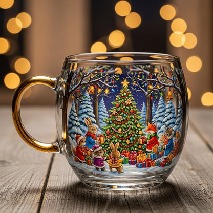Feestelijk Glazen Kerstbeker met Wintermotief voor Warme Dranken