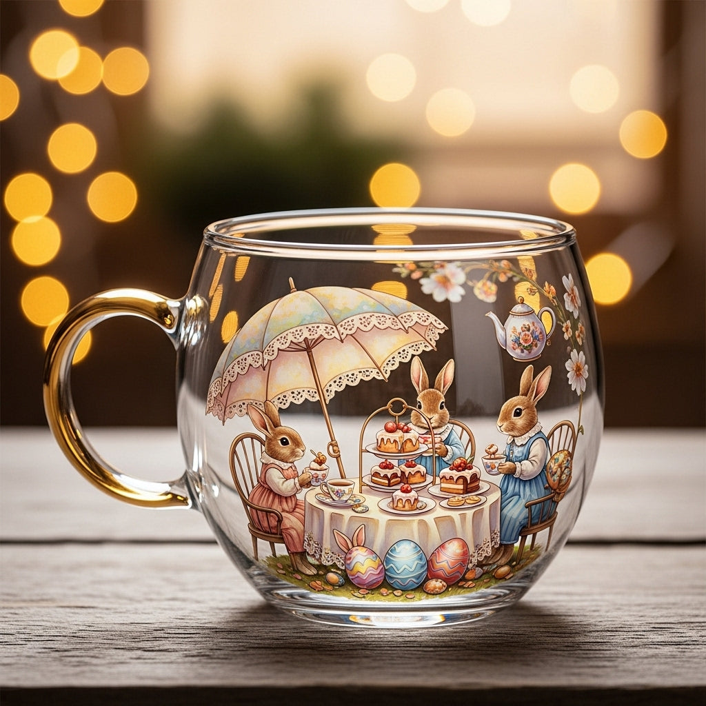 Feestelijk Glazen Kerstbeker met Wintermotief voor Warme Dranken