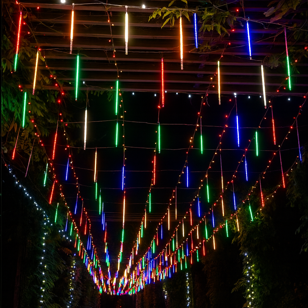 LED Meteorlichtslinger Sneeuwval Effect Buitenverlichting 8-12 Banen USB IP44 Kerstdecoratie Tuin Terras